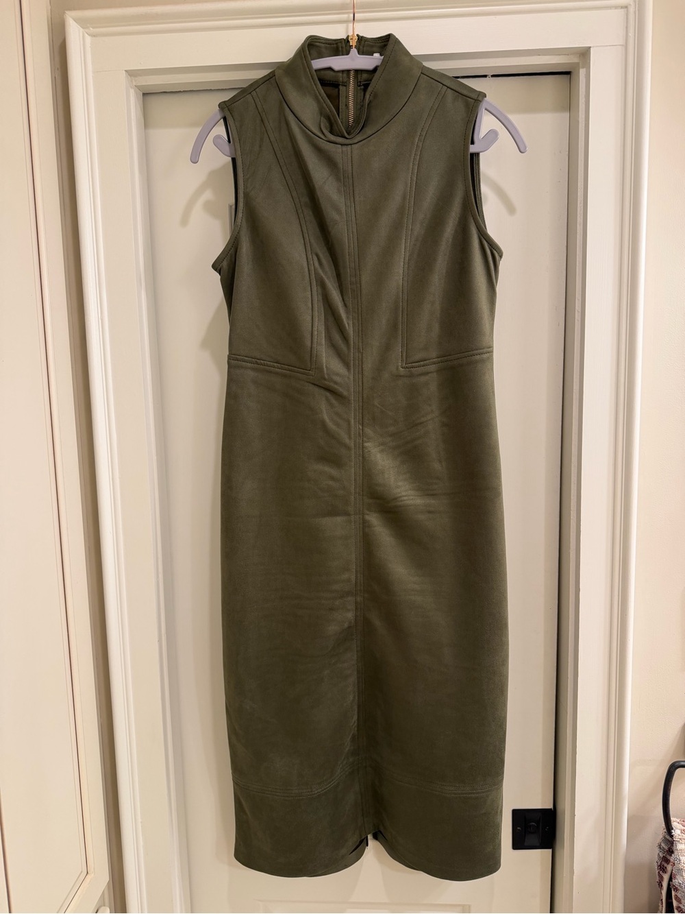 Rachel Zoe Olive Green Sleeveless Faux Leather Dress